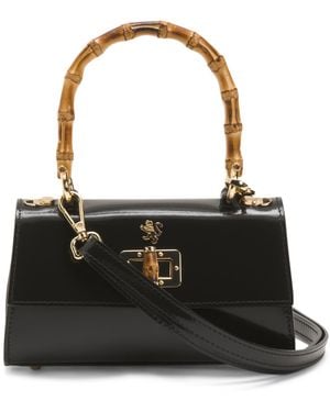TJ Maxx Leather Smooth East West Satchel, Leather - Black