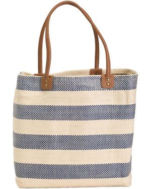TJ Maxx Striped Beach Tote For Leather - Gray