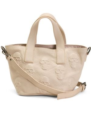 TJ Maxx Leather Skull Mini Satchel - Natural