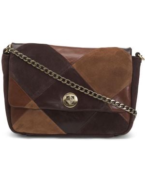 TJ Maxx Leather Patchwork Crossbody, Leather//Suede - Brown