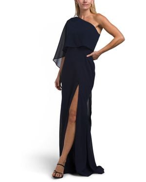 TJ Maxx One Shoulder Cape Gown For Polyester - Blue