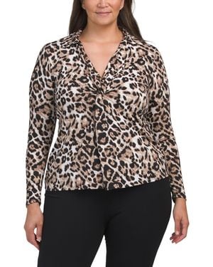 TJ Maxx Plus Knit Knot Front Top For Polyester - Black