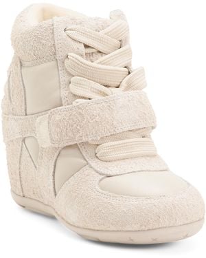 TJ Maxx Suede Bowffy Wedge Sneakers For Leather/Suede - Natural
