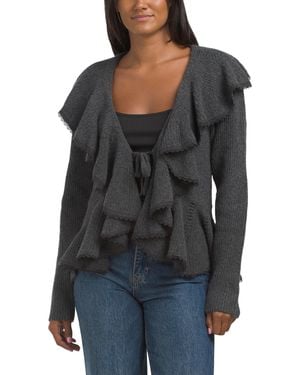 TJ Maxx Cardigan Sweater With Peplum Hem, Spandex/Polyester/Wool - Black