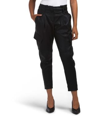 TJ Maxx Leather Slim Cargo Pants For Polyester/Leather - Black