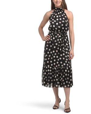 TJ Maxx Halter Polka Dot Midi Dress For Polyester - Black