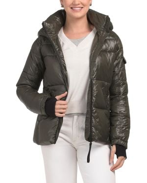 TJ Maxx Shine Hooded Puffer Coat, Nylon/Polyester - Black