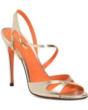 TJ Maxx Leather Heeled Dress Sandals For - Orange