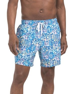 TJ Maxx Volley Boxer Brief Swim Trunks For Spandex/Polyester - Blue