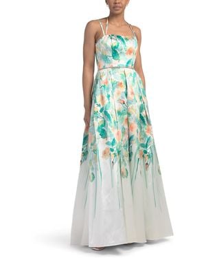 TJ Maxx Sleeveless Floral Gown For Polyester - Blue