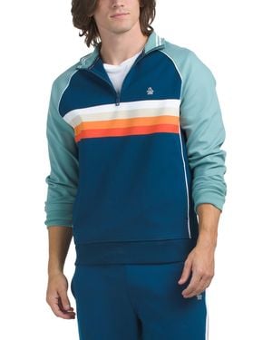 TJ Maxx Ponte Quarter Zip Track Jacket For Cotton/Polyester - Blue