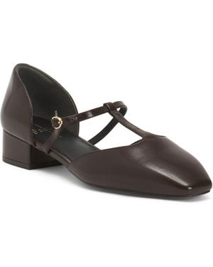 TJ Maxx Leather Coralee T-Strap Pumps For Leather - Brown