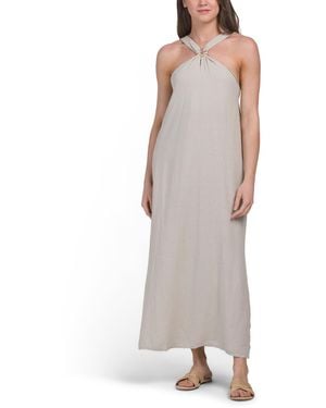 TJ Maxx Linen Blend Metal Starfish Maxi Cover-Up Dress For Linen/Viscose - Gray