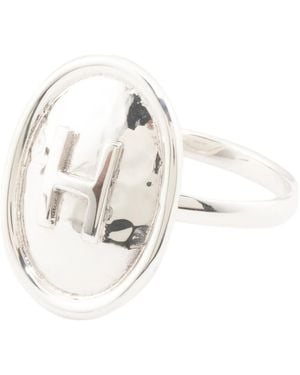 TJ Maxx Oval Hammered Initial Ring - White