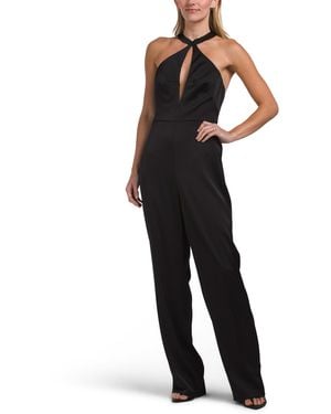 TJ Maxx Nia Satin Halter Neck Jumpsuit For Polyester - Black