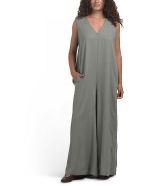 TJ Maxx Linen Blend Wide Leg Jumpsuit For Linen/Rayon - Gray