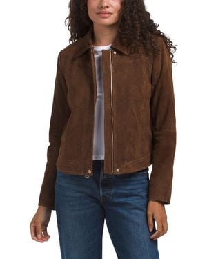 TJ Maxx Genuine Suede Jacket, Polyester//Suede - Brown