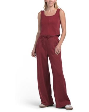 TJ Maxx 2Pc Baby Terry Somers Corset Tank Top And Baby Fleece Wide Leg Pants, Spandex/Cotton/Polyester - Red