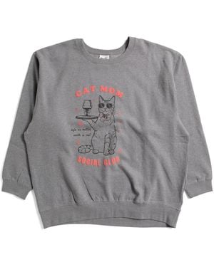 TJ Maxx Plus Cat Mom Social Club Crew Neck Sweatshirt For Cotton/Polyester - Gray