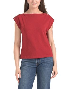 TJ Maxx Brooks Boat Neck Top For Cotton - Red