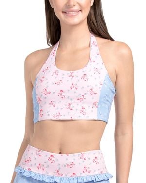 TJ Maxx Printed Halter Tank With Padded Cups For Spandex/Polyester - Pink