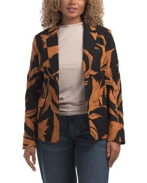TJ Maxx Sateen Floral Blazer, Polyester - Brown