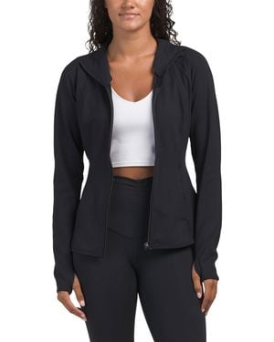 TJ Maxx Lux Rebel Flared Bottom Full Zip Jacket For Spandex/Polyester - Black