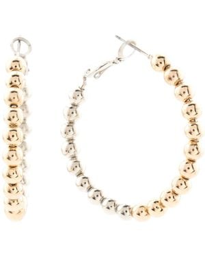 TJ Maxx Two Tone Beaded Hoop Earrings - Metallic