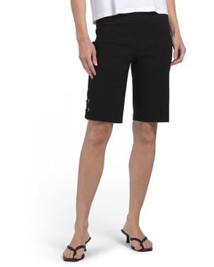 TJ Maxx Petite Pull On Skimmer Shorts For Nylon/Spandex/Rayon - Black