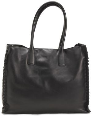 TJ Maxx Leather Sailor Large Tote With Braided Sides - Black