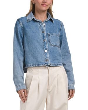 TJ Maxx Button Front Long Sleeve Denim Top With Pocket For Cotton - Blue