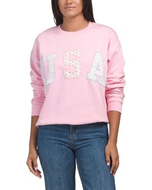 TJ Maxx Fleece Usa Patched Sweatshirt, Cotton/Polyester - Red