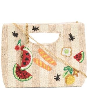 TJ Maxx Beaded Stripes Food Motif Clutch For Leather - Pink