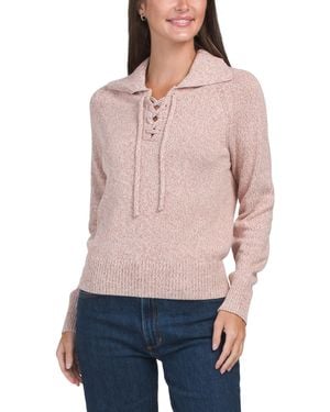 TJ Maxx Lace Neck Polo Sweater, Cotton - Blue