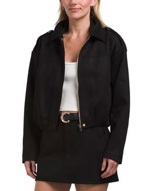 TJ Maxx Faux Suede Bubble Hem Jacket For Spandex/Polyester/Suede - Black