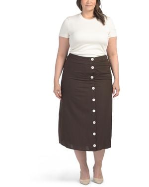 TJ Maxx Plus Midi Skirt And Ribbed Top Set For Spandex/Polyester/Linen - Brown