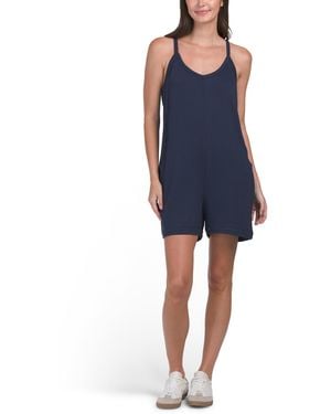 TJ Maxx French Terry Romper, Spandex/Polyester/Rayon - Blue
