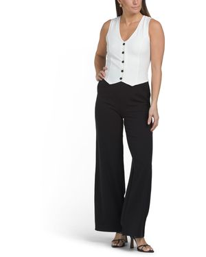 TJ Maxx V-Neck Vest Jumpsuit For Polyester/Viscose - Black