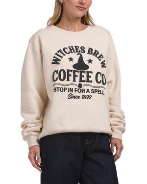 TJ Maxx Witches Brew Coffee Company Crew Neck Sweatshirt For Cotton/Polyester - Natural