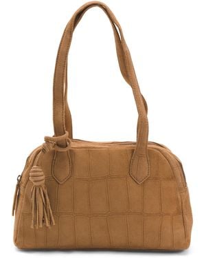 TJ Maxx Suede Crocodile East West Shoulder Bag For - Brown