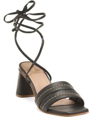 TJ Maxx Leather Pandora Heeled Sandals With Ankle Strap For - Black