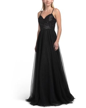 TJ Maxx Sequin And Glitter Embellished Formal Dress For Polyester - Black