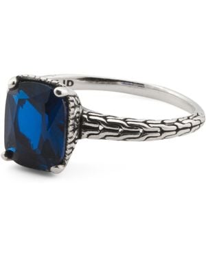 TJ Maxx Sterling Cushion Synthetic Sapphire Filigree Ring - Blue