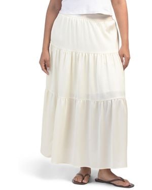 TJ Maxx Crinkle Satin Triple Tiered Skirt For Polyester - White