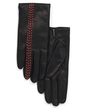TJ Maxx Leather Gloves With Contrast Details And Cashmere Lining For Leather/Cashmere - Black