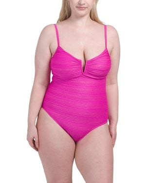 TJ Maxx Golden Hour V-Neck Wire Mio One Piece Swimsuit For Nylon/Spandex/Polyester - Pink