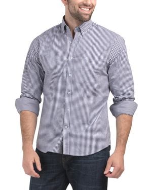 TJ Maxx Signature Gingham Long Sleeve Shirt For Spandex/Cotton - Blue