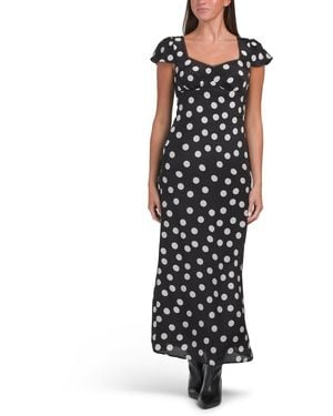 TJ Maxx Short Sleeve Polka Dot Maxi Dress For Polyester/Viscose - Black