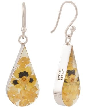 TJ Maxx Sterling Dry Flower Teardrop Earrings - Metallic
