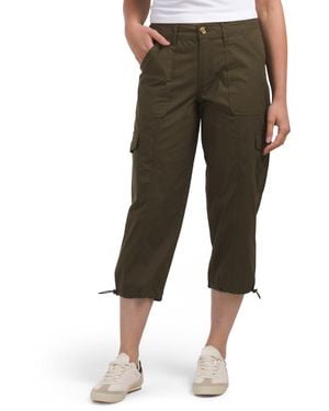 TJ Maxx Medium Rise Poplin Cargo Capri Pants For Spandex/Cotton - Green